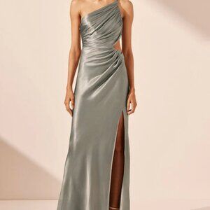 NWT Shona Joy La Lune Asymmetrical Gathered Maxi Dress